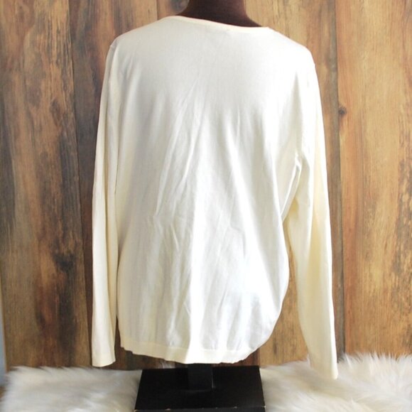 Talbots Plus Size Women's Vneck Sweater Cream White 2X - Picture 2 of 3